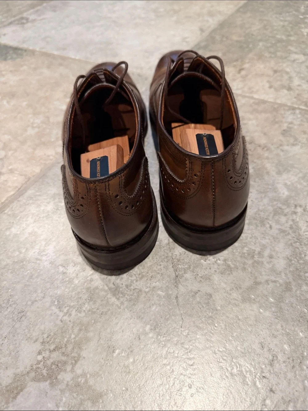 Allen Edmonds Brown Leather Cap-Toe Wingtip Oxfords - check out the soles!!!